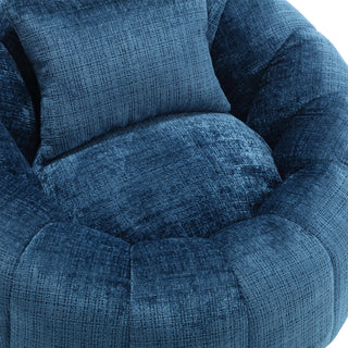 Sunvega Modern Pumpkin Shape Bean Bag Chair with Ottoman for Living Room