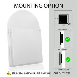 Sunvega Modern White Metal Framed Recessed Medicine Cabinet with Mirror and Storage