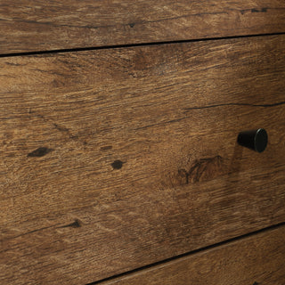 Sunvega Rustic Oak Queen Storage Bed with Two Large Drawers and Safety Stops