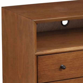 Sunvega Brown Transitional Wooden Nightstand with 2 Drawers and Open Compartment