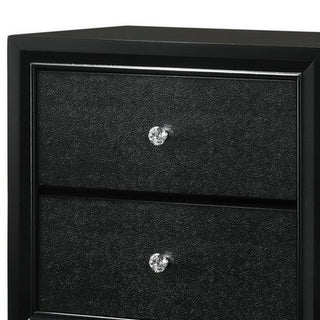 Sunvega Solid Wood Nightstand with 2 Textured Drawers and Crystal Knob Pulls