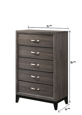 Sunvega Contemporary Gray Finish Wooden Dresser with Six Storage Drawers
