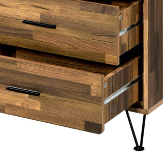Sunvega Walnut 6-Drawer Dresser with Oak Finish and Spacious Storage Drawers