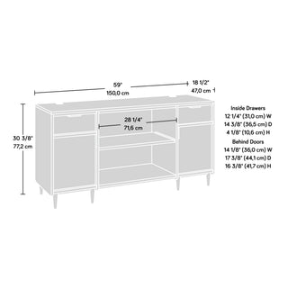 Sunvega Modern Dark Gray Wood Credenza with Ample Storage and Adjustable Shelves