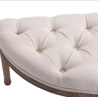Sunvega French Inspired Vintage Semi-Circle Upholstered Bench with Tufted Design for Bedroom