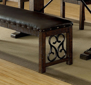 Sunvega Contemporary Walnut Finish Upholstered Seat Solid Wood Dining Room Bench