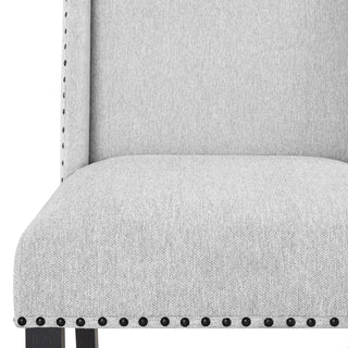 Sunvega Modern Light Gray Upholstered Dining Chairs with Black Nailhead Trim Set of 2