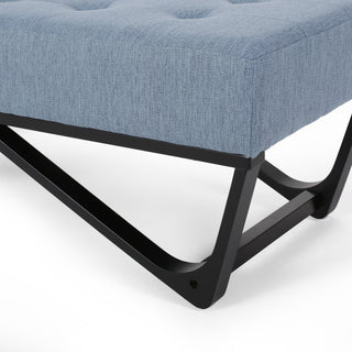 Sunvega Modern Ottoman Bench with Button-Tufted Waffle Stitch and Geometric Legs