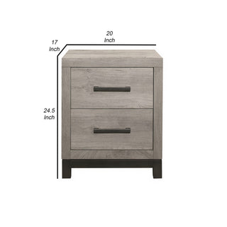 Sunvega Deena 25 Inch Classic 2 Drawer Nightstand with Metal Handles