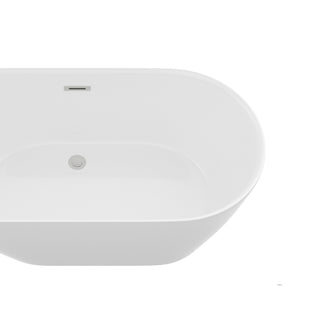 Sunvega 59 Inch Acrylic Freestanding Soaking Tub with Gold Overflow Drain