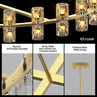 Sunvega Luxury Double Crystal Ring LED Chandelier Lighting for Modern Dining Room