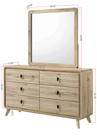 Sunvega Mid-century Style Nightstand with Two Drawers and Warm Wood-inspired Finish