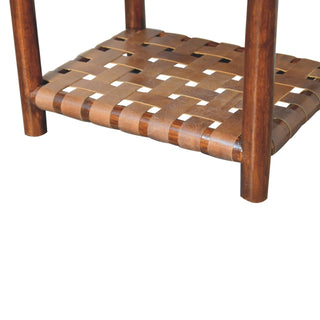 Sunvega Chestnut T-Bar Bedside with 1 Spacious Drawer and Woven Shelf