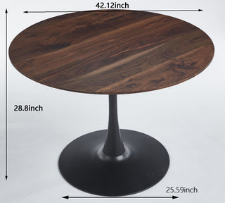 Sunvega 42.1 Inch Round Oak MDF Top Pedestal Dining Table for 4-6 People