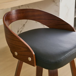 Sunvega Mid-Century Modern Swivel Bar Stools with Soft Cushion Seat and Walnut Finish