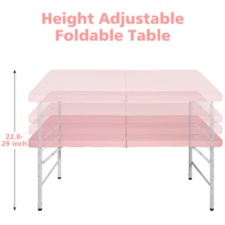 Sunvega 8ft Pink Folding Table with Waterproof Top and Foldable Design for Camping