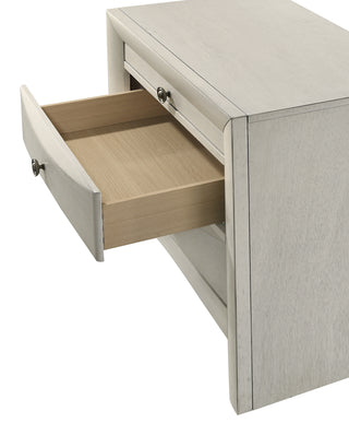 Sunvega Contemporary Neutral White Finish Curved Drawer Fronts Nightstand