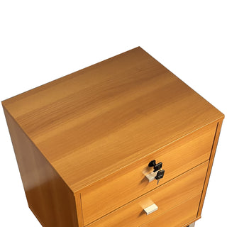 Sunvega Three Drawer Nightstand with Locking Top Drawer and Metal Bar Handles