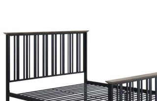 Sunvega Antique Oak and Black Finish Full Bed with Slatted Headboard and Footboard