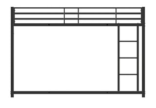Sunvega Low Twin Over Twin Metal Bunk Bed Frame with Ladder and Guardrail