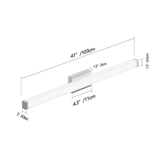 Sunvega 41 Inch LED Vanity Light Bar with Matte Black Finish for Bathroom Mirror