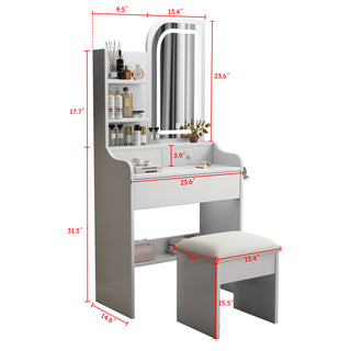 Sunvega Makeup Vanity Desk Set with Large Mirror and 3 Color Adjustable Lights
