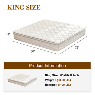 Sunvega King Size 12 Inch Hybrid Mattress with Memory Foam and Pocket Spring for Pressure Relief