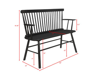 Sunvega Farmhouse Style Black Finish Spindle Back Arm Rest Wooden Chair