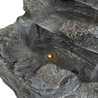 Sunvega LED-Lit Modern Concrete Column Fountain for Patio Porch Oasis