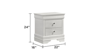 Sunvega Blaze Modern White Wood Nightstand with Two Drawers and Textured Finish