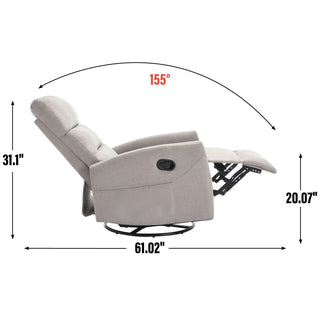 Sunvega Manual Recliner Chair with 360 Degree Swivel and Rocking Function in Grey Fabric