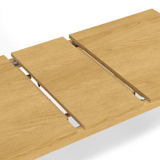 Sunvega Transitional Extendable Dining Table in Oak Veneer with Concealed Leaf