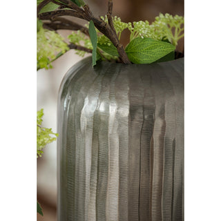 Sunvega Gold Aluminum Chisel Flower Vase with a Short Round Metallic Silhouette