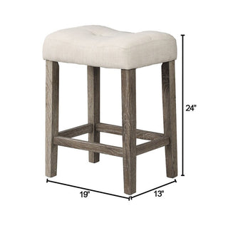 Sunvega Linen Blend Upholstered Side Chair Set of 2 with Oak Finish for Dining Room