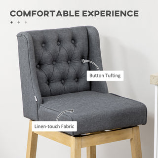 Sunvega Set of Two Swivel Bar Stools with Button Tufted Backs and Footrests