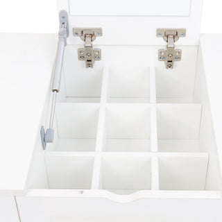 Sunvega 3 in 1 Vanity Desk with Open Top Mirror and Visible Glass Desktop