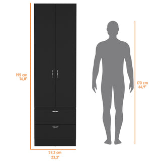 Sunvega Tall Mayer Wardrobe with Two Doors and Two Drawers in Melamine