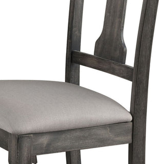 Sunvega Weathered Grey Open Back Side Chairs with Tan Linen Upholstered Seat Cushion