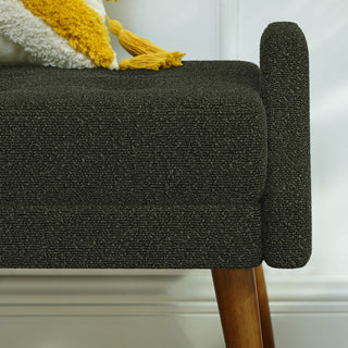 Sunvega Modern Loop Yarn Fabric Bench with Soft Cushion and Geometric Armrests