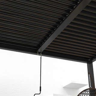 Sunvega 10x19ft Aluminum Louver Pergola with Adjustable Roof and Windproof Design