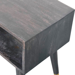 Sunvega Mid-Century Open Bedside Table with Shelf Storage in Solid Mango Wood