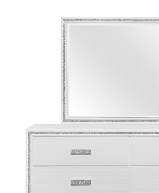 Sunvega White Finish Transitional Glam Nightstand with Spacious 2-Drawer Storage