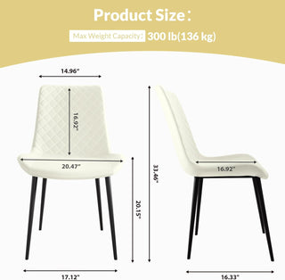 Sunvega Modern White PU Leather Dining Chair Set of 4 with Metal Legs
