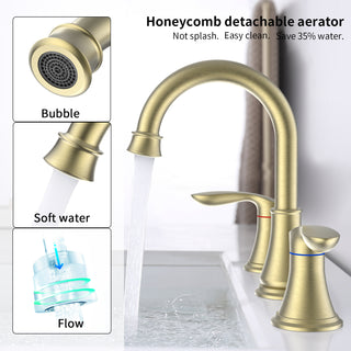 Sunvega 8 Inch Widespread Bathroom Sink Faucet Matte Black with 360 Swivel Spout