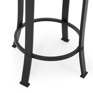 Sunvega Modern Industrial Iron Frame Swivel Counter Stool Set with Faux Wood Seat