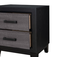 Sunvega Two-Tone Dark Gray and Black Queen Size Bed with Wood Inlay