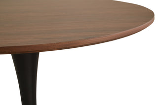 Sunvega Mid-Century Modern Walnut Round Dining Table with White Pedestal Base for 4
