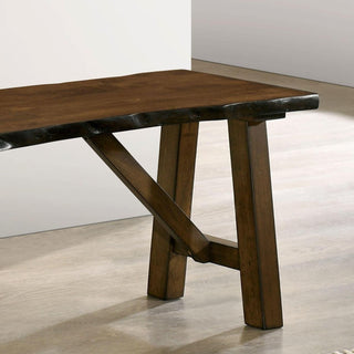 Sunvega Industrial U-shaped Metal Bench Base with Two-Tone Walnut and Black Finish