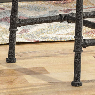 Sunvega Industrial Modern Counter Stool Set with Metal Pipeline Base and Button Tufted