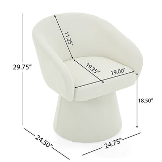 Sunvega Cream White Boucle Upholstered 360-Degree Swivel Accent Chair for Living Room